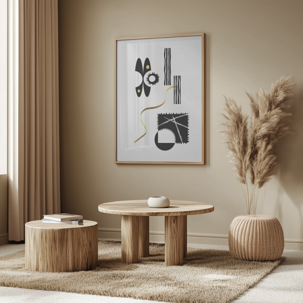 Black & White Abstract No. 3 | gold Poster